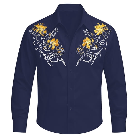 JAJAHO Boys Western Cowboy Shirts Long Sleeve Floral Retro Style Button Down Collared Shirts For Kids 4-13Y Comfy Tops
