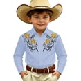thumbnail image 1 of JAJAHO Boys Western Cowboy Shirts Long Sleeve Floral Retro Style Button Down Collared Shirts For Kids 4-13Y Stylish Tops, 1 of 4