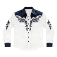 thumbnail image 1 of JAJAHO Boys Western Cowboy Shirts Retro Long Sleeve Button Down Collared Shirts For Kids 4-13Y Comfy Tops, 1 of 4