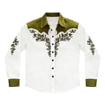 thumbnail image 1 of JAJAHO Boys Western Cowboy Shirts Retro Long Sleeve Button Down Collared Shirts For Kids 4-13Y Versatile Tops, 1 of 4