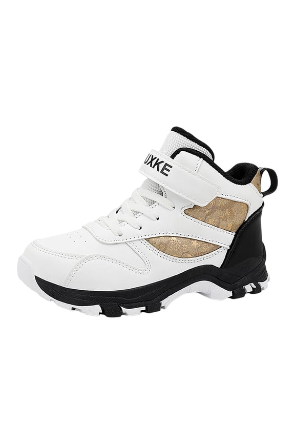 Boys Winter Ankle Sneakers PU Leather Upper Winter Warm Athletic Strap Sneakers For Kids Outdoor Adventure Trekking Comfort Shoes