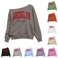 thumbnail image 1 of JAJAHO Brooklyn Shirt Girls Off The Shoulder Sweatshirt Sizes 3-14 Kids Asymmetrical Long Sleeve Street Pullover Tops, 1 of 5