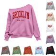 thumbnail image 1 of JAJAHO Brooklyn Shirt Girls Off The Shoulder Sweatshirt Sizes 3-14 Kids Asymmetrical Long Sleeve Street Pullover Tops, 1 of 5