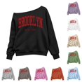 thumbnail image 1 of JAJAHO Brooklyn Shirt Girls Off The Shoulder Sweatshirt Sizes 3-14 Kids Asymmetrical Long Sleeve Street Pullover Tops, 1 of 5