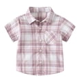 thumbnail image 1 of JAJAHO Button Up Shirts For Boys Kids Toddler Plaid Short Sleeve Button Down Collared Pocket Shirts 1-11Y Comfy Tops, 1 of 4