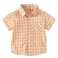 thumbnail image 1 of JAJAHO Button Up Shirts For Boys Kids Toddler Plaid Short Sleeve Button Down Collared Pocket Shirts 1-11Y Versatile Tops, 1 of 4
