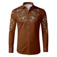 thumbnail image 1 of JAJAHO Button Up Shirts Mens Cowboy Long Sleeve Ethnic Style Print Collared Retro Casual Slim Fit Shirt For Men Versatile Tops, 1 of 4