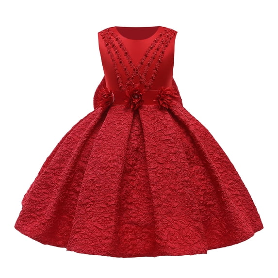 JAJAHO Carnival Girls Princess Dress Elegant Sleeveless Floral Appliques Pleated Ball Gowns Formal Party Prom Wear Trendy Dresses