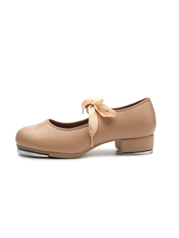 Children's Tap Shoe Unisex PU Leather Slip On Shoes With Bowknot For Boys Girls Cozy Dance Shoes