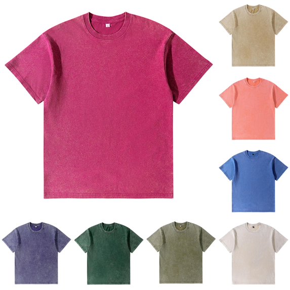 JAJAHO Classic Basic Tees Men Distressed Washed Solid Color Vintage T Shirt Loose Fit Short Sleeve Crewneck Tshirts Soft Tops