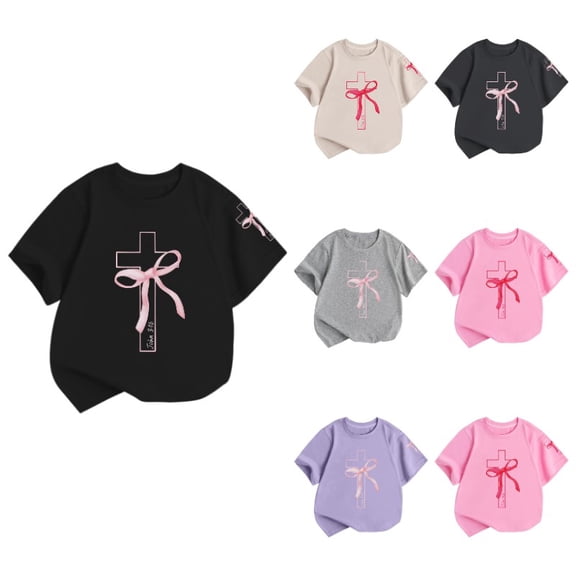 JAJAHO Cute Graphic Tees For Girls Short Sleeve T Shirt Crew Neck Loose Fit Summer Kids Girl Clothes 2-13Y Stylish Tops