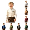 thumbnail image 1 of JAJAHO Dress Shirts For Boy Button Down Shirt Long Sleeve Striped Patchwork Stand Collar Blouses School Uniform Wear 2-14Y Versatile Tops, 1 of 4