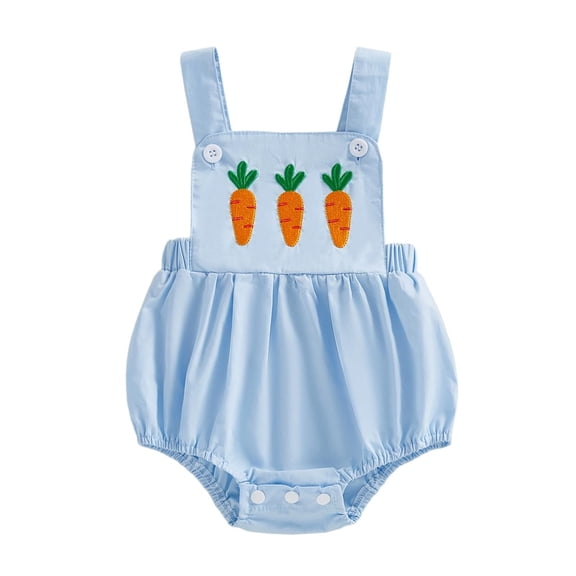 JAJAHO Easter Baby Girl Romper Infant Girls Summer Carrot Embroidery Sleeveless Bodysuits For Toddler 0-18M Trendy Onesie