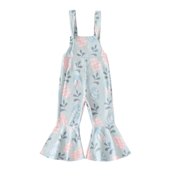 JAJAHO Easter Bunny Girls Jumpsuit Baby Girl Clothes Sleeveless Overalls Carrot Print Flared Pants Cute Toddler Play Holiday Outfit 6M-4Y Soft Onesie