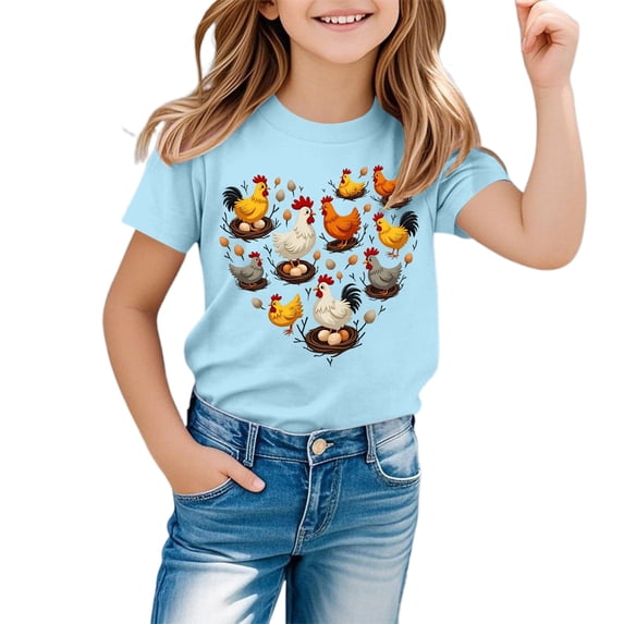 JAJAHO Easter Kids Short Sleeve T Shirts For Boys Girls Holiday Graphic Tees Soft Casual Loose Fit Crewneck Tshirt 1-13 Years Versatile Tops