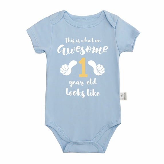 JAJAHO First Birthday Outfit Baby Bodysuit For Infant Boys Girls Short Sleeve Letter Printed Soft Romper Stylish Onesie