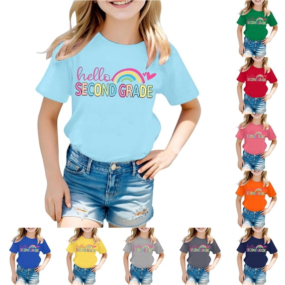 JAJAHO First Day Of School Shirts For Girls Boys, Hello Second Grade T Shirt Kid, Back To School Gift Tee
