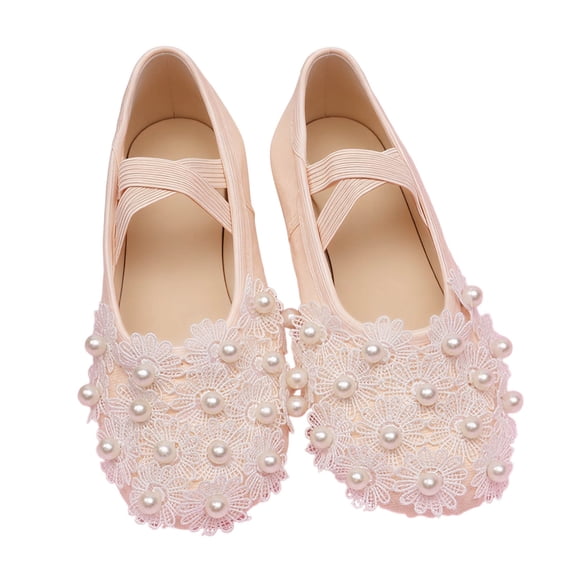 JAJAHO Floral Ballet Dance Shoes For Girls Soft Sole Performance Slippers For Kids Toddler Stage Ballerina Versatile Shoes