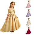 thumbnail image 1 of JAJAHO Flower Girl Dress For Wedding Formal Party Wear Satin Spaghetti Strap Pleated High-Low Maxi Ball Gown 8-13Y, 1 of 8