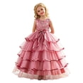 thumbnail image 1 of JAJAHO Flower Girl Dress For Wedding Tutu Tiered Dresses Floral Embroidered Sleeveless Mesh Layered Bow Maxi Ball Gown Birthday Formal Party Wear 4-14Y, 1 of 8