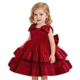 thumbnail image 1 of JAJAHO Flower Girl Satin Dress With Bow Design Sleeveless Mesh Layered Puffy Wedding Birthdary Gown 6M-3Y, 1 of 8