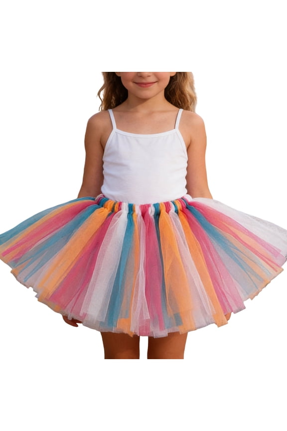 Girl Tutu Skirt Rainbow Tulle Skirts For Little Girls Fluffy Ballet Dress Up For Party Halloween 2-8 Years