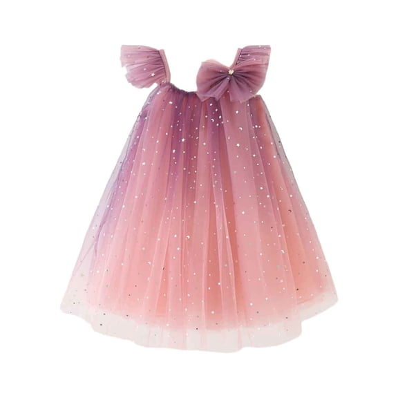 JAJAHO Girl's Tulle Dress Glitter Tutu Sleeveless Party Birthday Formal Fancy Flower Princess Dresses