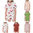 thumbnail image 1 of JAJAHO Girls 2 Piece Pajamas Set Christmas Satin Sleepwear Short Sleeve Button Down Kids Nightwear 2-13Y, 1 of 4