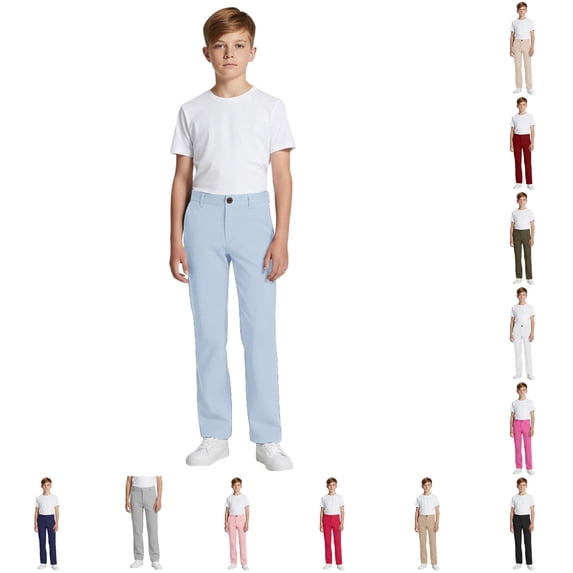JAJAHO Girls And Boys School Uniform Flat Front Pants Straight Leg Back To School Clothes, Sizes 5-16