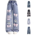 thumbnail image 1 of JAJAHO Girls Baggy Jeans Y2k Girls Elastic Waist Wide Leg Denim Pants For Teens Skater Streetwear 5-16Y, 1 of 6