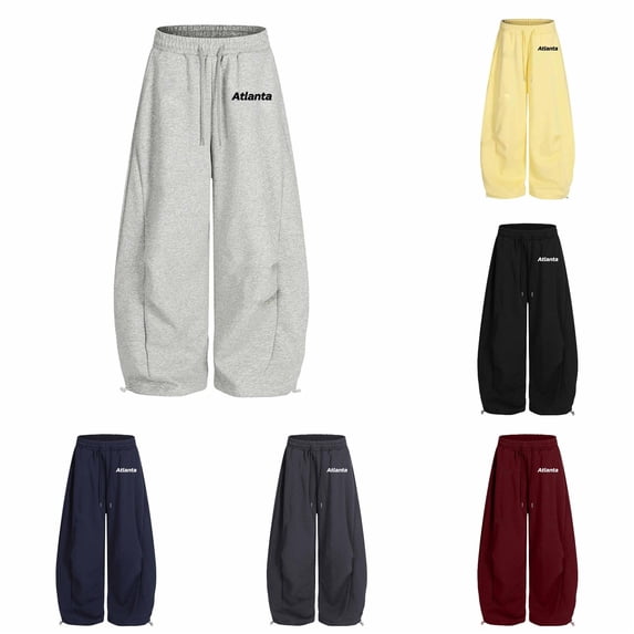 JAJAHO Girls Baggy Sweatpants Atlanta Letter Print Casual Drawstring Kids Tapered Athletic Jogger Pants 5-15Y