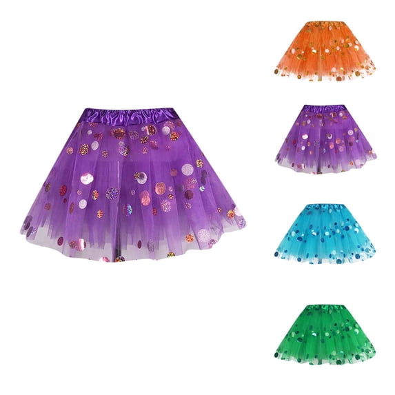 JAJAHO Girls Ballet Tutu Skirts Sparkly Sequins Polka Dot Mesh Layer A-Line Tulle Skirts For Kids 2-8Y Versatile Skirt