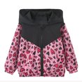 thumbnail image 1 of JAJAHO Girls Bomber Jacket Heart Patchwork Long Sleeve Hooded Fall Jackets Sizes 1-7Y, 1 of 7