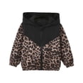 thumbnail image 1 of JAJAHO Girls Bomber Jacket Leopard Patchwork Long Sleeve Hooded Fall Jackets Sizes 1-7Y, 1 of 7