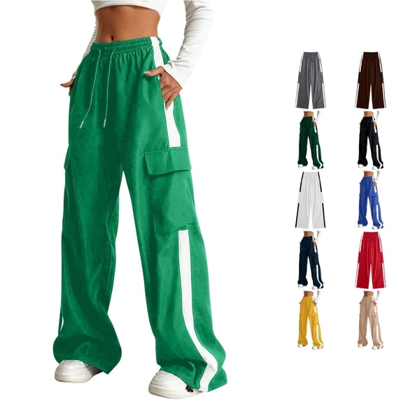 JAJAHO Girls Cargo Jogger Pants With Multi Pockets For Kids And Teens Girl Wide Leg Drawstring Sweatpants 5-16Y