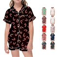 thumbnail image 1 of JAJAHO Girls Christmas Pajamas Set Short Sleeve Button Down 2 Piece Pjs For Kids 2-13Y, 1 of 4