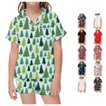 thumbnail image 1 of JAJAHO Girls Christmas Pajamas Set Short Sleeve Button Down 2 Piece Pjs For Kids 2-13Y, 1 of 4