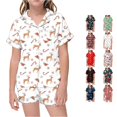 thumbnail image 1 of JAJAHO Girls Christmas Pajamas Set Short Sleeve Button Down 2 Piece Pjs For Kids 2-13Y, 1 of 4