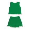 thumbnail image 1 of JAJAHO Girls Clothes Summer Outfit Casual Style Solid Color Ribbed Tank Top And Shorts 2 Piece Set For Kids Toddler 3-12 Years Beach Vacation Comfortable Outfit, 1 of 3