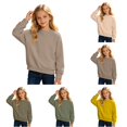 thumbnail image 1 of JAJAHO Girls Crew Neck Sweatshirt Casual Loose Long Sleeve Fall Lightweight Pullover Basic Tops For Kids 3-13Y, 1 of 4