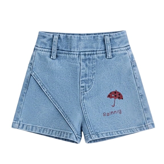 JAJAHO Girls Denim Shorts Casual High Waisted Stretchy Wide Leg Loose Fit Jeans Shorts Girl Summer Clothes 2-15Y Versatile Bottoms