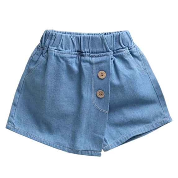 JAJAHO Girls Denim Shorts High Waisted Stretchy Wide Leg Elastic Waist Jeans Shorts Kids Girl Summer Casual Playwear 2-15Y