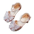 thumbnail image 1 of JAJAHO Girls Dress Shoes For Kids Girl Mary Jane Shoes Glitter Rhinestone Hook And Loop Flats Formal Party Wedding Wear Ages 1-9 Years, 1 of 4