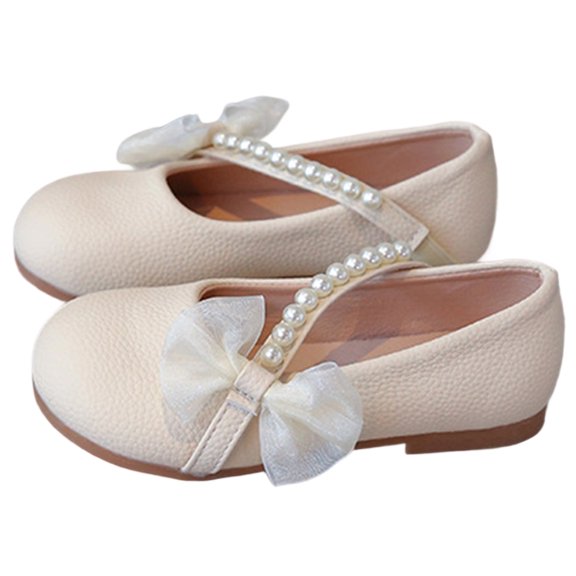 JAJAHO Girls Dress Shoes Mary Jane Summer Sandals Fashion Bow Pearl Soft Sole Toddler Casual Flats Wedding Formal Wear For Kids 2-11 Years Stylish Shoes