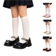 thumbnail image 1 of JAJAHO Girls Dress Shoes School Uniform Kids Mary Jane Shoes Bow Pearl Pu Leather Hook And Loop Flats Wedding Party Footwear 2-13Y, 1 of 9