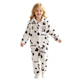 thumbnail image 1 of JAJAHO Girls Flannel Fluffy Pajama Cute Cow Print Long Sleeve Button Down Sleepwear 2 Piece Pjs For Kids 18M-13Y, 1 of 6