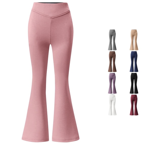 JAJAHO Girls Flare Leggings Sizes 5-14 Back To School Clothes Kids High Waisted Stretchy School Uniforms Pants
