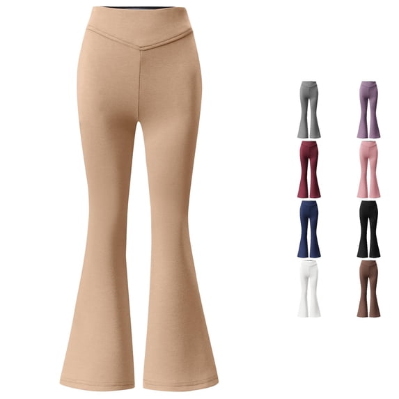 JAJAHO Girls Flare Leggings Sizes 5-14 Back To School Clothes Kids High Waisted Stretchy School Uniforms Pants