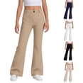 thumbnail image 1 of JAJAHO Girls Flare School Uniform Pants Flat Front Stretchy Pants Back To School Clothes For Kids 5-16Y, 1 of 6