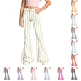 thumbnail image 1 of JAJAHO Girls Flare School Uniform Pants Striped Flat Front Bell Bottoms Back To School Clothes For Kids 5-16Y, 1 of 6